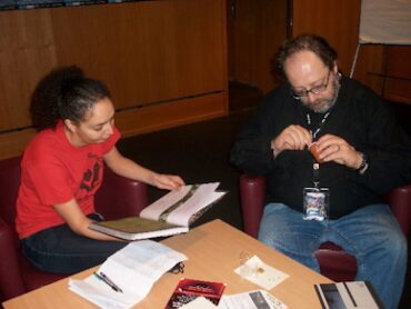 Utopiales 2010. Myriam et Luca A. Volpino, éditeur de jeux en Italie.