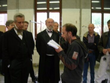 Mon frère, Michel Léger, (au centre, avec la barbe), pendant le tournage du docu-fiction, Pasteur.